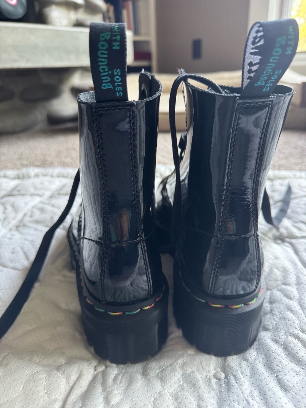 Dr. Martens Black Holographic Platform Combat Boots- limited edition Molly boot - Picture 5 of 10